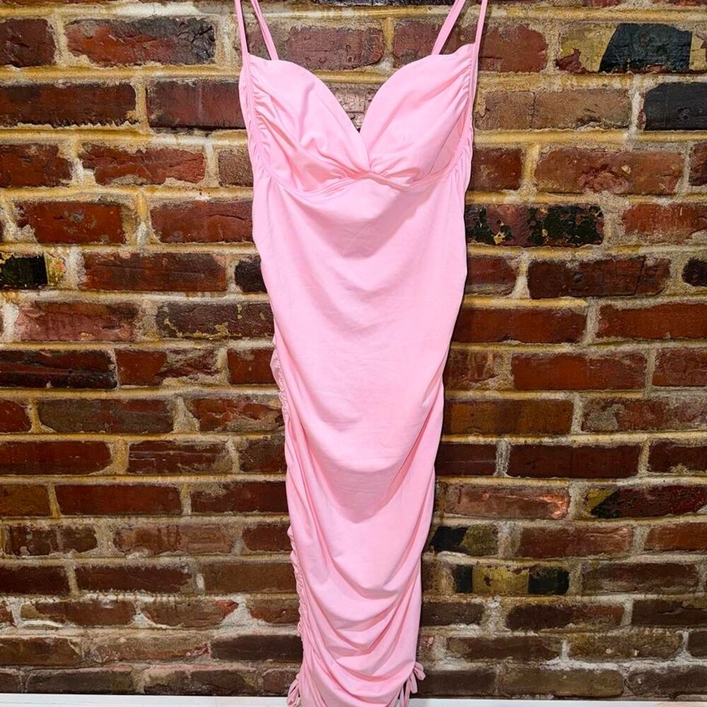 AKIRA light pink spaghetti-strap bodycon maxi dress, 1X
